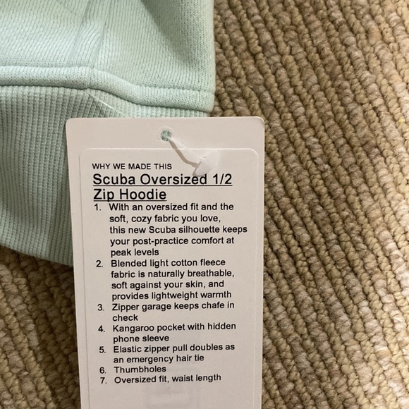 NWT Lululemon mint scuba 1/2 zip - Picture 3 of 4